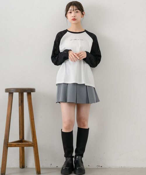 RETRO GIRL(レトロガール)の「袖レースラグランロンTEE(Tシャツ/カットソー・レディース・ライトグレー/ダークブルー/オフホワイト・FREE)」の14枚目の写真