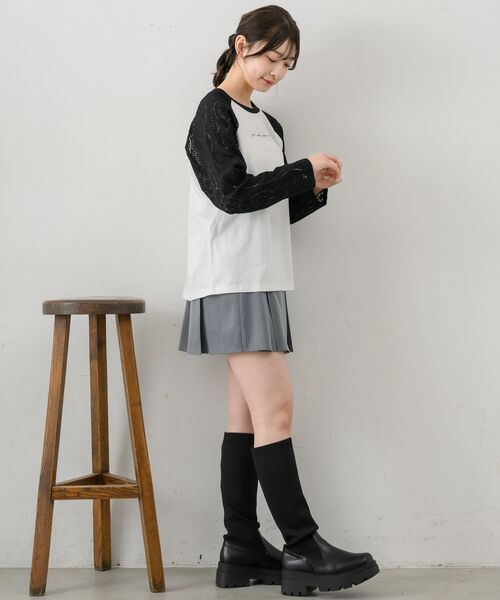 RETRO GIRL(レトロガール)の「袖レースラグランロンTEE(Tシャツ/カットソー・レディース・ライトグレー/ダークブルー/オフホワイト・FREE)」の15枚目の写真