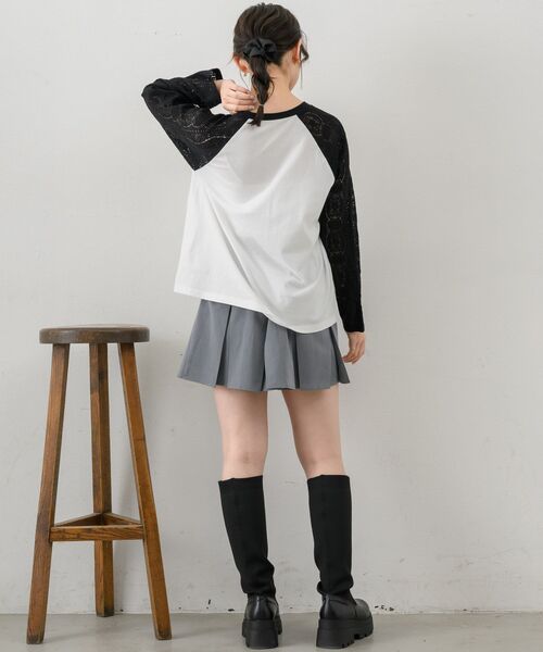 RETRO GIRL(レトロガール)の「袖レースラグランロンTEE(Tシャツ/カットソー・レディース・ライトグレー/ダークブルー/オフホワイト・FREE)」の17枚目の写真