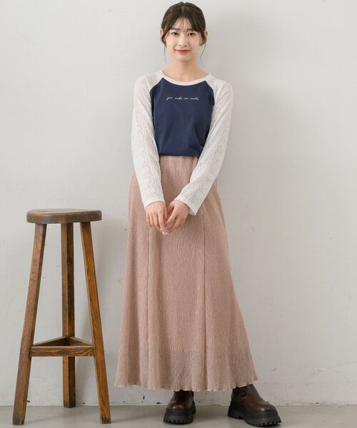 RETRO GIRL(レトロガール)の「袖レースラグランロンTEE(Tシャツ/カットソー・レディース・ライトグレー/ダークブルー/オフホワイト・FREE)」の10枚目の写真