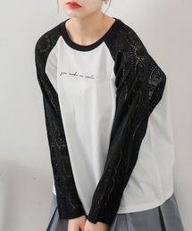 袖レースラグランロンTEE