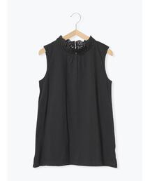 Samansa Mos2 | 襟チュールレーススタンドネックノースリ(Tシャツ/カットソー)