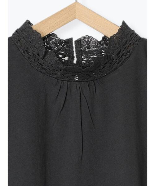 Samansa Mos2（サマンサ モスモス）の「襟チュールレーススタンドネックノースリ（Tシャツ/カットソー・レディース・チャコールグレー/オフホワイト/キナリ・F）」の6枚目の写真