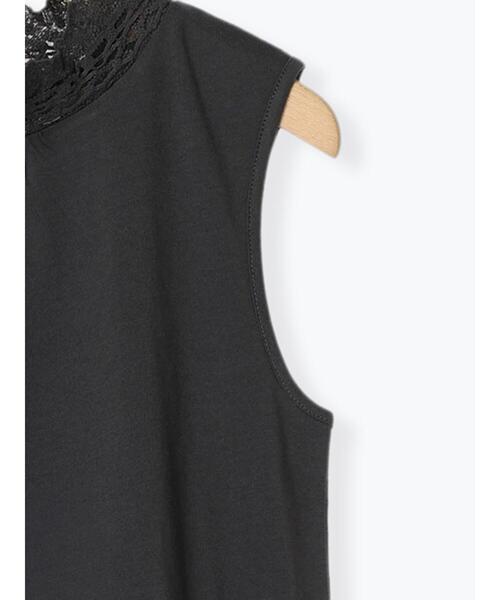 Samansa Mos2（サマンサ モスモス）の「襟チュールレーススタンドネックノースリ（Tシャツ/カットソー・レディース・チャコールグレー/オフホワイト/キナリ・F）」の7枚目の写真