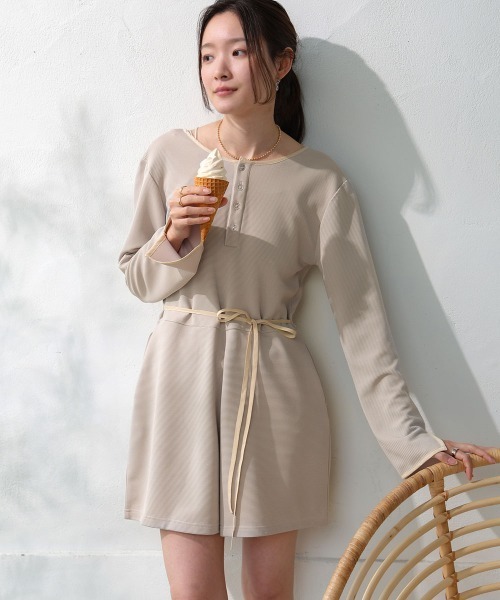 Bab（バブ）の「前後2WAYラッシュガードオールインワン（つなぎ/オールインワン・レディース・アイボリー/ベージュ・M/L）」の14枚目の写真