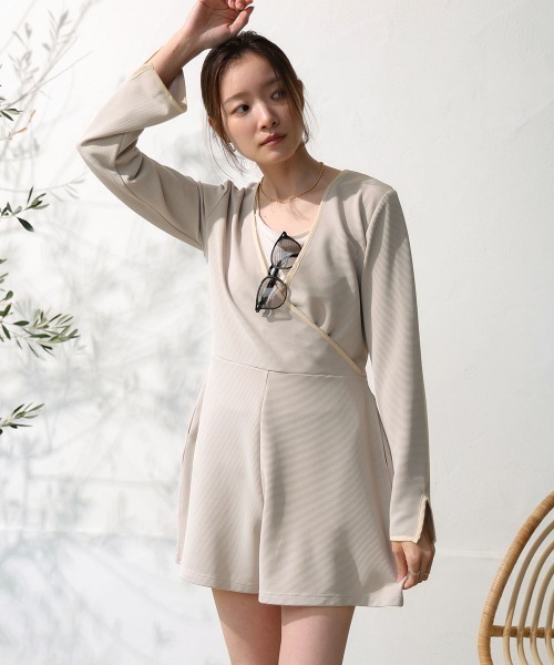 Bab（バブ）の「前後2WAYラッシュガードオールインワン（つなぎ/オールインワン・レディース・アイボリー/ベージュ・M/L）」の16枚目の写真