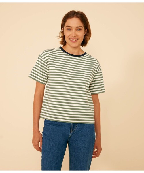 セール】ボクシーボーダー半袖Tシャツ（Tシャツ/カットソー