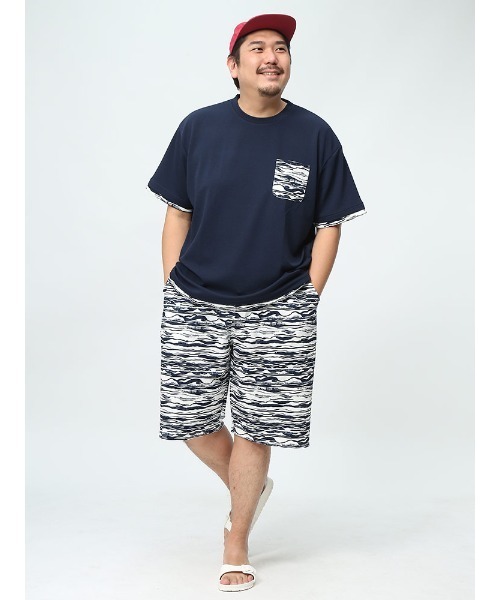 B&T CLUB（ビーティークラブ）の「B＆T CLUB 快ラクWEAR ハーフパンツ ストレッチ ワッフル総柄 ウエストゴム 大きいサイズ メンズ（その他パンツ・メンズ・ブラック×ホワイト/カモフラージュ/ホワイト×ブラック/インディゴブルー・X4(8L～9L)/X2(4L～5L)/X1(3L～4L)/X5(9L～10L)/X3(6L～7L)）」の11枚目の写真