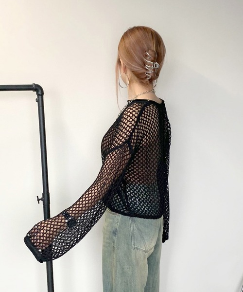 non-hedge(ノンヘッジ)の「透かし編みニットトップス(ニット/セーター・レディース・ブラウン/オフホワイト/チャコールグレー/ブラック・FREE)」の19枚目の写真