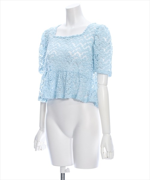 clear（クリア）の「バックリボンパフスリーブレースブラウス［花柄 フェミニン シースルー］≪再入荷≫（シャツ/ブラウス・レディース・サックスブルー/ピンクベージュ/ライトベージュ・F）」の11枚目の写真