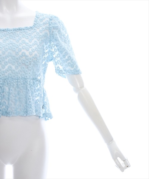 clear（クリア）の「バックリボンパフスリーブレースブラウス［花柄 フェミニン シースルー］≪再入荷≫（シャツ/ブラウス・レディース・サックスブルー/ピンクベージュ/ライトベージュ・F）」の7枚目の写真
