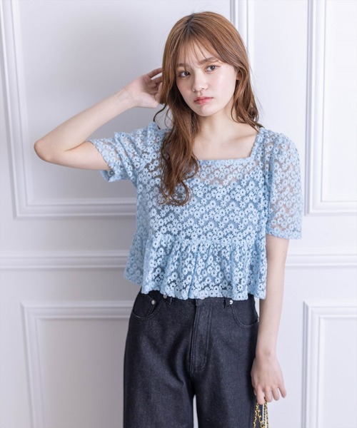 clear（クリア）の「バックリボンパフスリーブレースブラウス［花柄 フェミニン シースルー］≪再入荷≫（シャツ/ブラウス・レディース・サックスブルー/ピンクベージュ/ライトベージュ・F）」の15枚目の写真