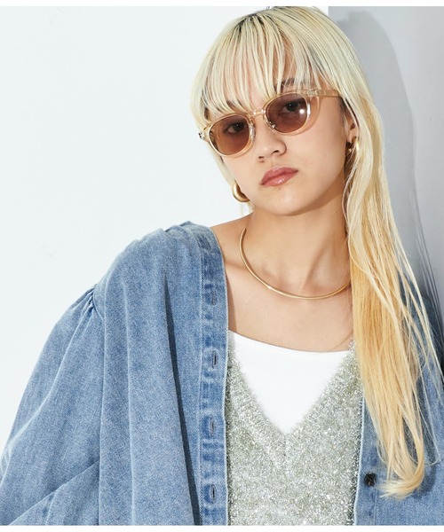 Settimissimo（セッティミッシモ）の「UVカットクリアフレームウェリントンサングラス（サングラス・レディース・ベージュ/クリア・FREE）」の3枚目の写真