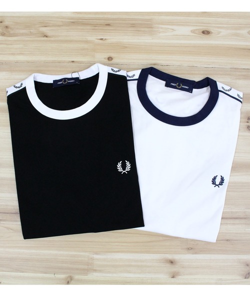 FRED PERRY(フレッドペリー)の「テープ付きリンガーTシャツ TAPED RINGER T-SHIRT(Tシャツ/カットソー・メンズ・ホワイト/ブラック・L/M)」の14枚目の写真