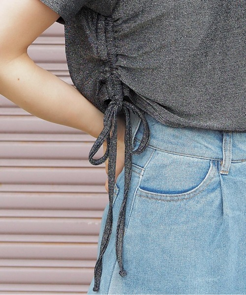 tiptop(ティップトップ)の「脇ドロストラメTシャツ(Tシャツ/カットソー・レディース・ブラック系その他/グレー/ブラック/アイボリー・FREE)」の19枚目の写真