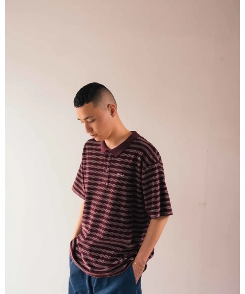 【セール】RVCA メンズ VELOR WIDE POLO SHIRTS ポロシャツ 【2024年夏モデル】/ルーカベロアボーダーポロシャツ（ポロシャツ）｜RVCA（ルーカ）