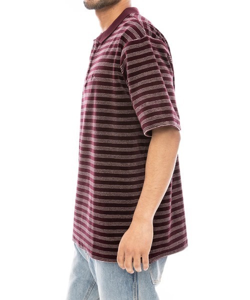 RVCA（ルーカ）の「RVCA メンズ VELOR WIDE POLO SHIRTS ポロシャツ 【2024年夏モデル】/ルーカベロアボーダーポロシャツ（ポロシャツ・メンズ・ネイビー/レッド系その他・MEDIUM/LARGE/SMALL）」の9枚目の写真
