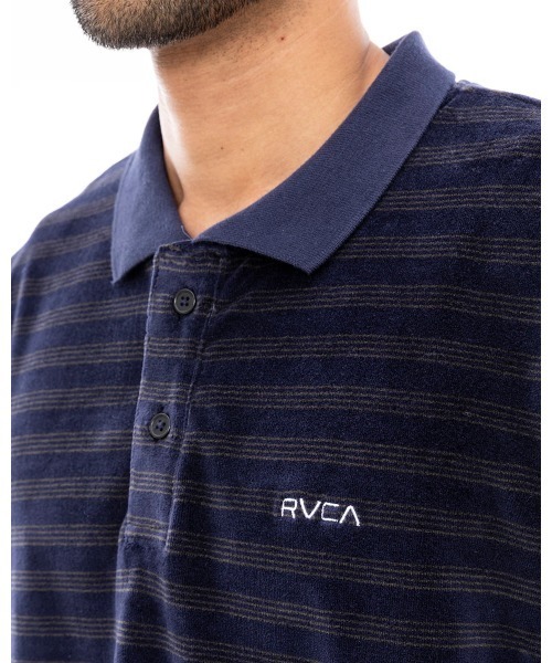 RVCA（ルーカ）の「RVCA メンズ VELOR WIDE POLO SHIRTS ポロシャツ 【2024年夏モデル】/ルーカベロアボーダーポロシャツ（ポロシャツ・メンズ・ネイビー/レッド系その他・MEDIUM/LARGE/SMALL）」の5枚目の写真