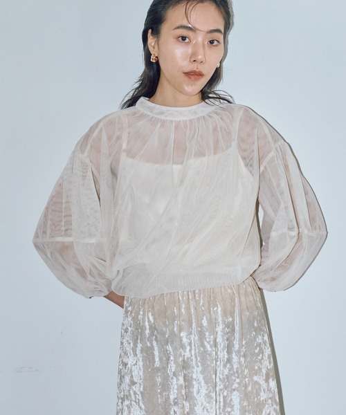 LIENCOEUR（リアンクール）の「シアーバルーンブラウス（キャミSET）（シャツ/ブラウス・レディース・ベージュ/ブラック・FREE）」の9枚目の写真