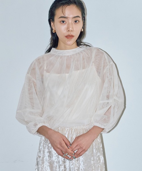 LIENCOEUR（リアンクール）の「シアーバルーンブラウス（キャミSET）（シャツ/ブラウス・レディース・ベージュ/ブラック・FREE）」の12枚目の写真