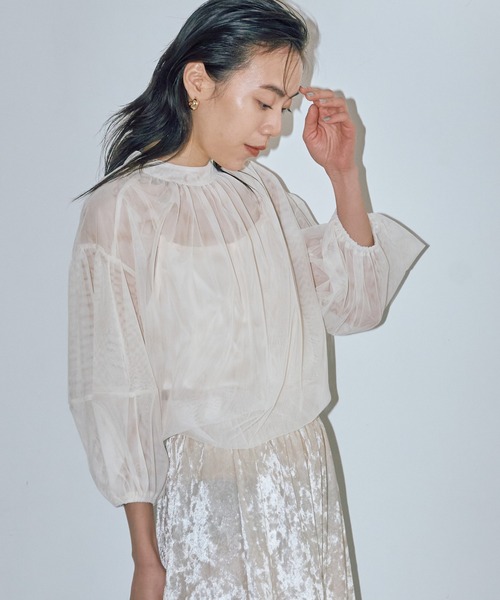 LIENCOEUR（リアンクール）の「シアーバルーンブラウス（キャミSET）（シャツ/ブラウス・レディース・ベージュ/ブラック・FREE）」の14枚目の写真