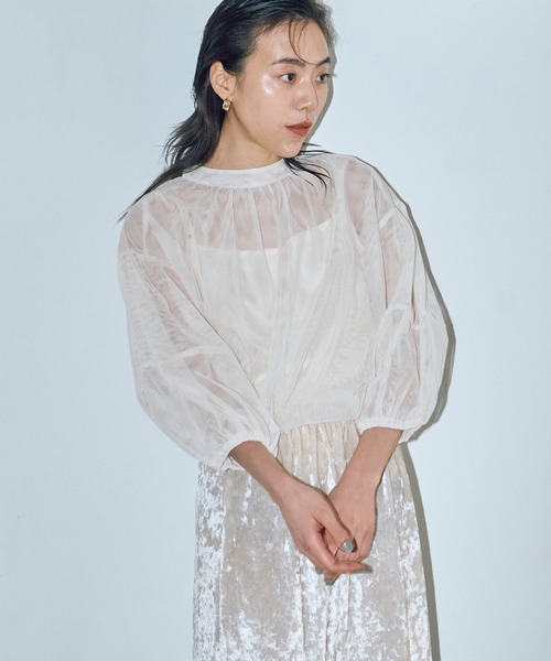 LIENCOEUR（リアンクール）の「シアーバルーンブラウス（キャミSET）（シャツ/ブラウス・レディース・ベージュ/ブラック・FREE）」の16枚目の写真