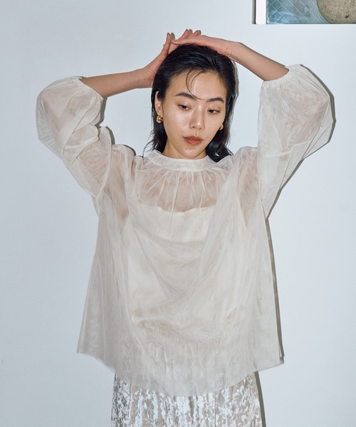 LIENCOEUR（リアンクール）の「シアーバルーンブラウス（キャミSET）（シャツ/ブラウス・レディース・ベージュ/ブラック・FREE）」の10枚目の写真