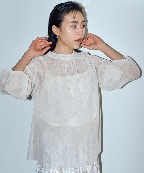 LIENCOEUR（リアンクール）の「シアーバルーンブラウス（キャミSET）（シャツ/ブラウス・レディース・ベージュ/ブラック・FREE）」の11枚目の写真