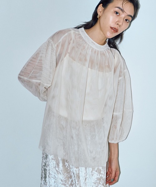LIENCOEUR（リアンクール）の「シアーバルーンブラウス（キャミSET）（シャツ/ブラウス・レディース・ベージュ/ブラック・FREE）」の8枚目の写真