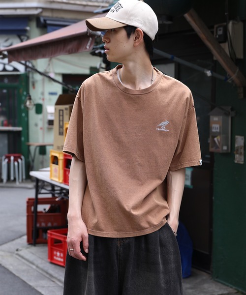 HOOK(フック)の「HOOK -original- 恐竜刺繍ウォッシュ半袖TEE (SS)(Tシャツ/カットソー・メンズ・ブラック/パープル/ブラウン/ライトグリーン・M/L/XL)」の1枚目の写真