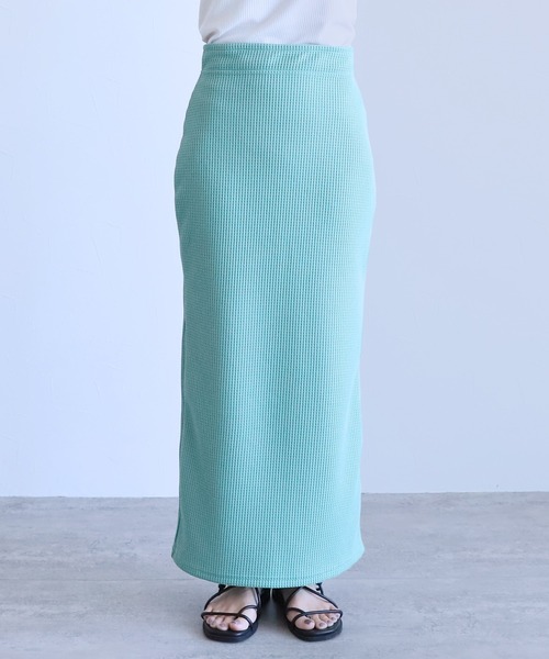 reca（レカ）の「ワッフルロングスカート（スカート・レディース・ブラック/グリーン/ベージュ/グリーン系その他/ブルー系/モカ・M/L）」の7枚目の写真