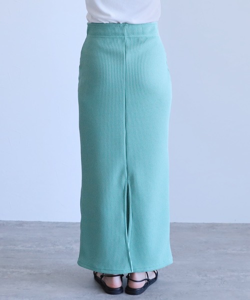 reca（レカ）の「ワッフルロングスカート（スカート・レディース・ブラック/グリーン/ベージュ/グリーン系その他/ブルー系/モカ・M/L）」の9枚目の写真