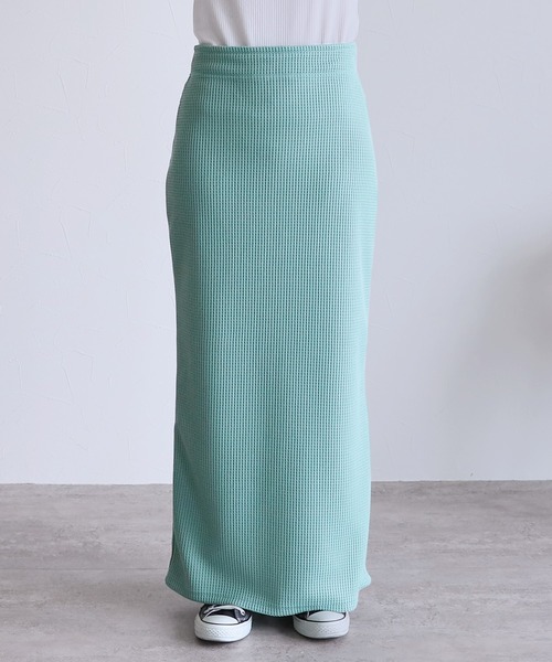 reca（レカ）の「ワッフルロングスカート（スカート・レディース・ブラック/グリーン/ベージュ/グリーン系その他/ブルー系/モカ・M/L）」の10枚目の写真