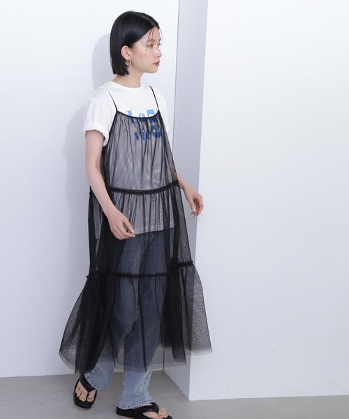 N.（N. Natural Beauty Basic）（エヌエヌナチュラルビューティーベーシック）の「◆チュールティアードキャミワンピース（ワンピース・レディース・クリーム/ブラック・MEDIUM）」の4枚目の写真