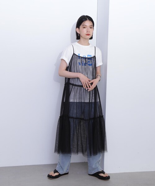 N.（N. Natural Beauty Basic）（エヌエヌナチュラルビューティーベーシック）の「◆チュールティアードキャミワンピース（ワンピース・レディース・クリーム/ブラック・MEDIUM）」の5枚目の写真