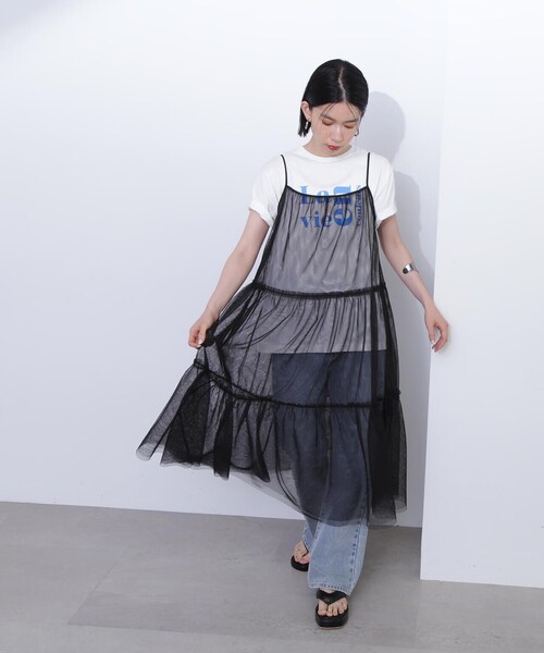 N.（N. Natural Beauty Basic）（エヌエヌナチュラルビューティーベーシック）の「◆チュールティアードキャミワンピース（ワンピース・レディース・クリーム/ブラック・MEDIUM）」の6枚目の写真