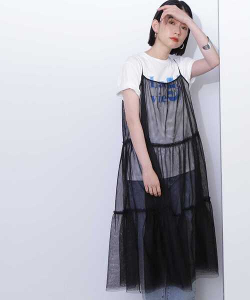 N.（N. Natural Beauty Basic）（エヌエヌナチュラルビューティーベーシック）の「◆チュールティアードキャミワンピース（ワンピース・レディース・クリーム/ブラック・MEDIUM）」の7枚目の写真