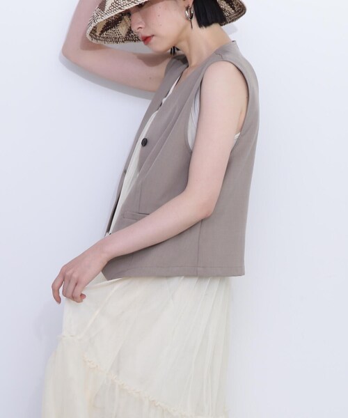 N.（N. Natural Beauty Basic）（エヌエヌナチュラルビューティーベーシック）の「◆チュールティアードキャミワンピース（ワンピース・レディース・クリーム/ブラック・MEDIUM）」の19枚目の写真