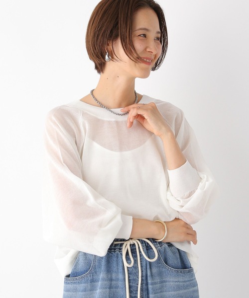 LEPSIM(レプシィム)の「14ゲージシアーカーディガン 123531(カーディガン/ボレロ・レディース・ブラック/オフホワイト/ライトグリーン・FREE)」の5枚目の写真