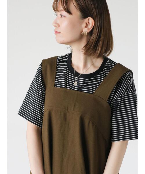 Lugnoncure（ルノンキュール）の「【接触冷感】細ボーダーTシャツ（Tシャツ/カットソー・レディース・ブラック/ベージュ/オフホワイト・F）」の2枚目の写真