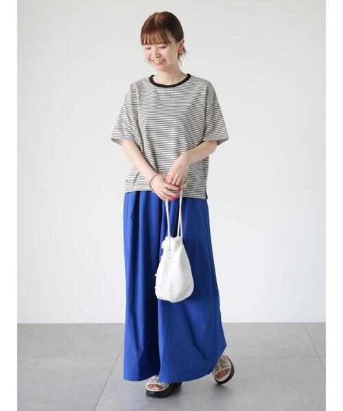 Lugnoncure（ルノンキュール）の「【接触冷感】細ボーダーTシャツ（Tシャツ/カットソー・レディース・ブラック/ベージュ/オフホワイト・F）」の15枚目の写真