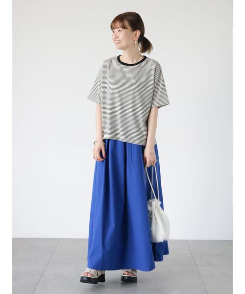 Lugnoncure（ルノンキュール）の「【接触冷感】細ボーダーTシャツ（Tシャツ/カットソー・レディース・ブラック/ベージュ/オフホワイト・F）」の16枚目の写真