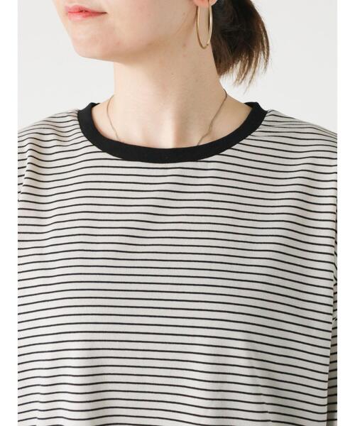Lugnoncure（ルノンキュール）の「【接触冷感】細ボーダーTシャツ（Tシャツ/カットソー・レディース・ブラック/ベージュ/オフホワイト・F）」の20枚目の写真