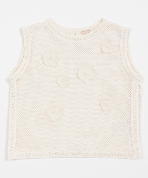petit main(プティマイン)の「花モチーフメッシュタンク(タンクトップ・キッズ・アイボリー/モカ・S/M/L)」の8枚目の写真