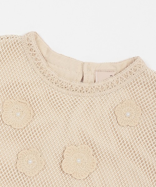 petit main(プティマイン)の「花モチーフメッシュタンク(タンクトップ・キッズ・アイボリー/モカ・S/M/L)」の6枚目の写真