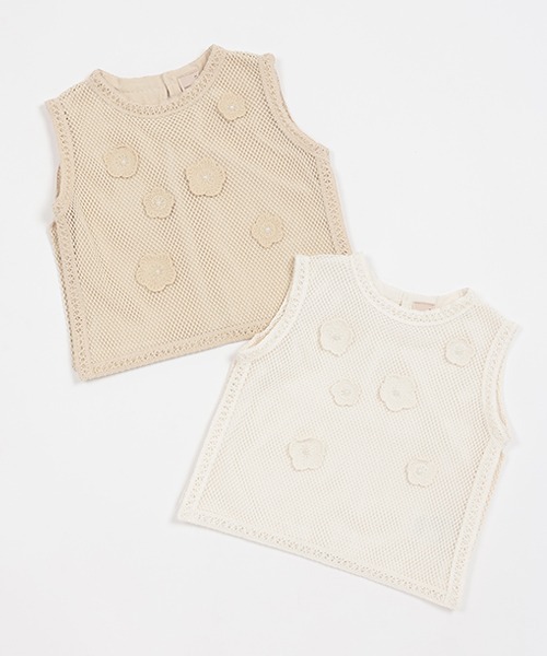 petit main(プティマイン)の「花モチーフメッシュタンク(タンクトップ・キッズ・アイボリー/モカ・S/M/L)」の13枚目の写真