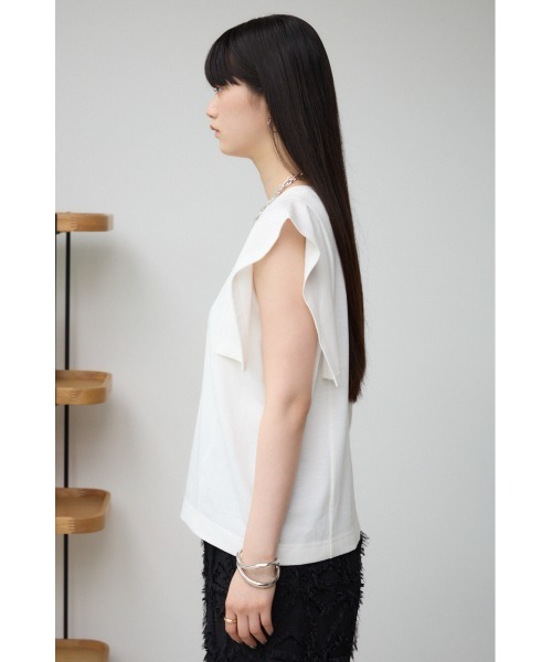 AZUL by moussy（アズールバイマウジー）の「パネルスリーブカットトップス（Tシャツ/カットソー・レディース・ブラック/オフホワイト/カーキ/ブルー・SMALL/MEDIUM）」の10枚目の写真