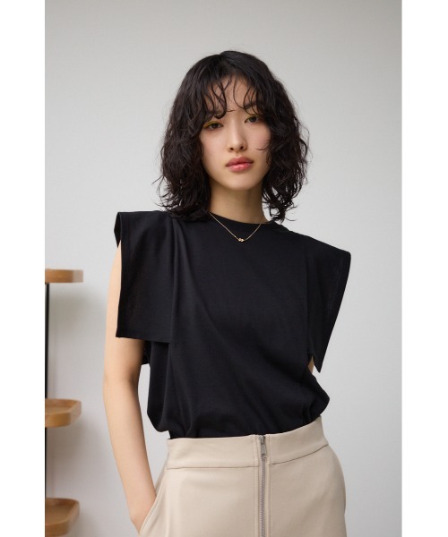 AZUL by moussy（アズールバイマウジー）の「パネルスリーブカットトップス（Tシャツ/カットソー・レディース・ブラック/オフホワイト/カーキ/ブルー・SMALL/MEDIUM）」の18枚目の写真