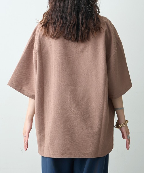 CIAOPANIC TYPY（チャオパニックティピー）の「ストレッチシアサッカーリンガーTee(セットアップ対応)（Tシャツ/カットソー・メンズ・カーキ/ブラック/モカ・LARGE/MEDIUM）」の10枚目の写真