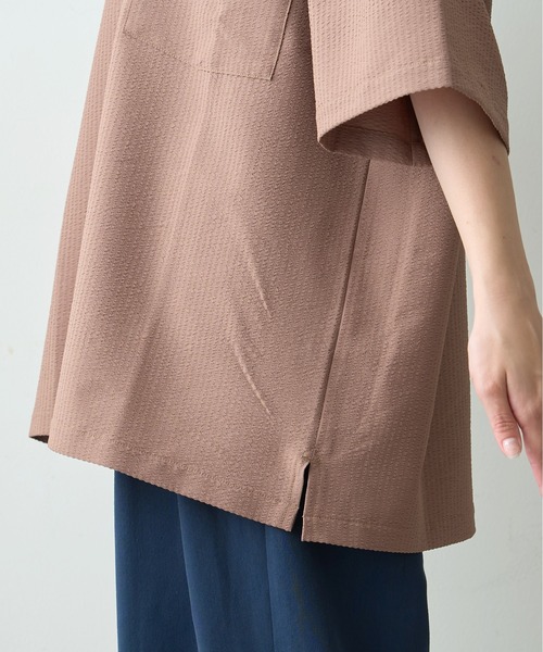 CIAOPANIC TYPY（チャオパニックティピー）の「ストレッチシアサッカーリンガーTee(セットアップ対応)（Tシャツ/カットソー・メンズ・カーキ/ブラック/モカ・LARGE/MEDIUM）」の8枚目の写真